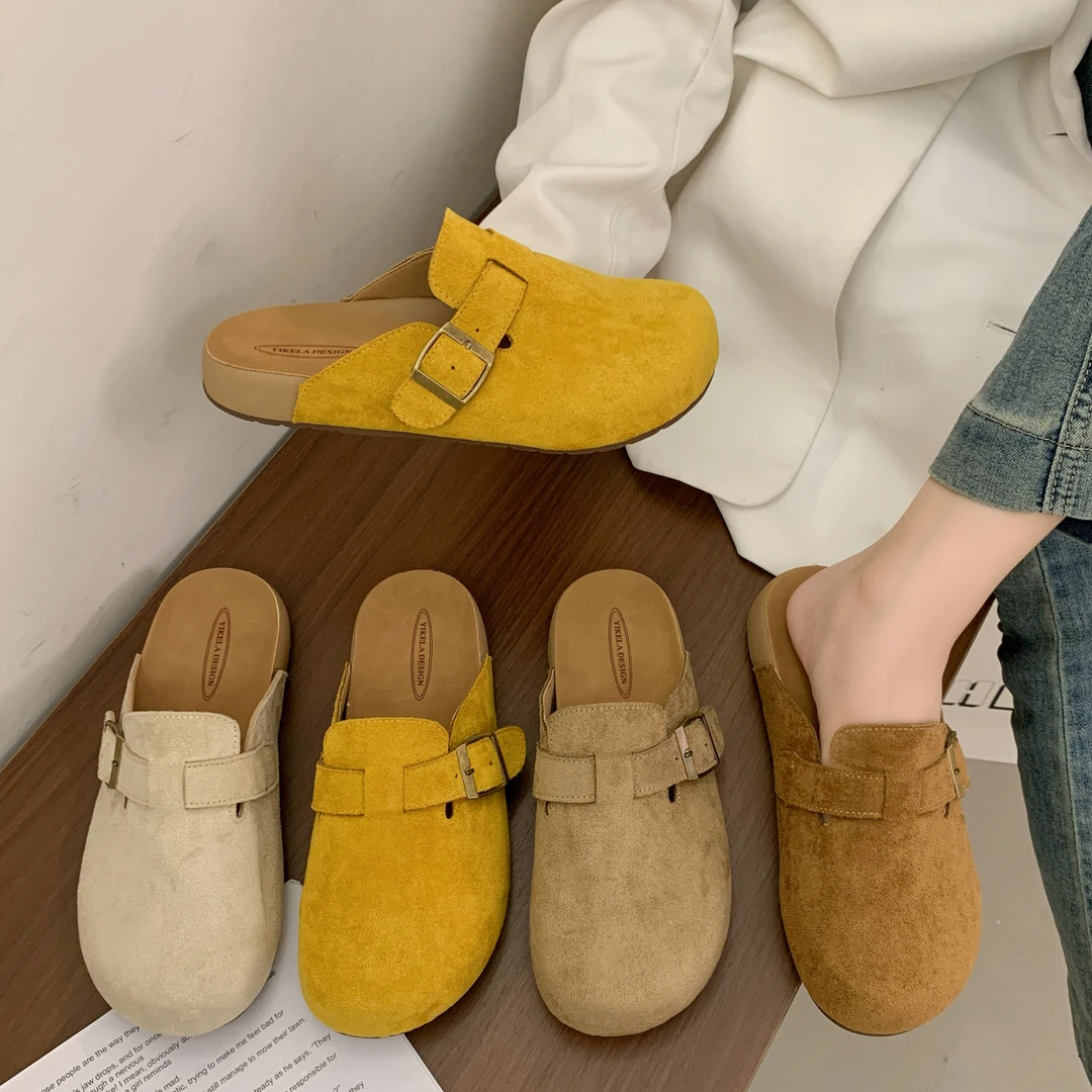 内增高包头勃肯女秋夏季外穿休闲厚底女鞋配裙子懒人鞋百搭拖鞋