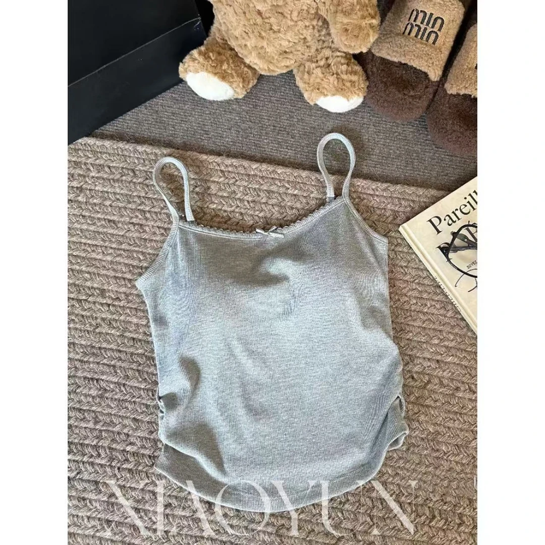 蝴蝶结花边吊带 小允姐姐2025新款时尚气质高级蝴蝶结花边吊带