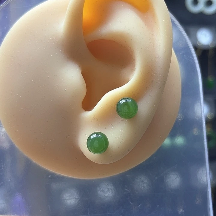 和田玉银S925镶嵌耳饰