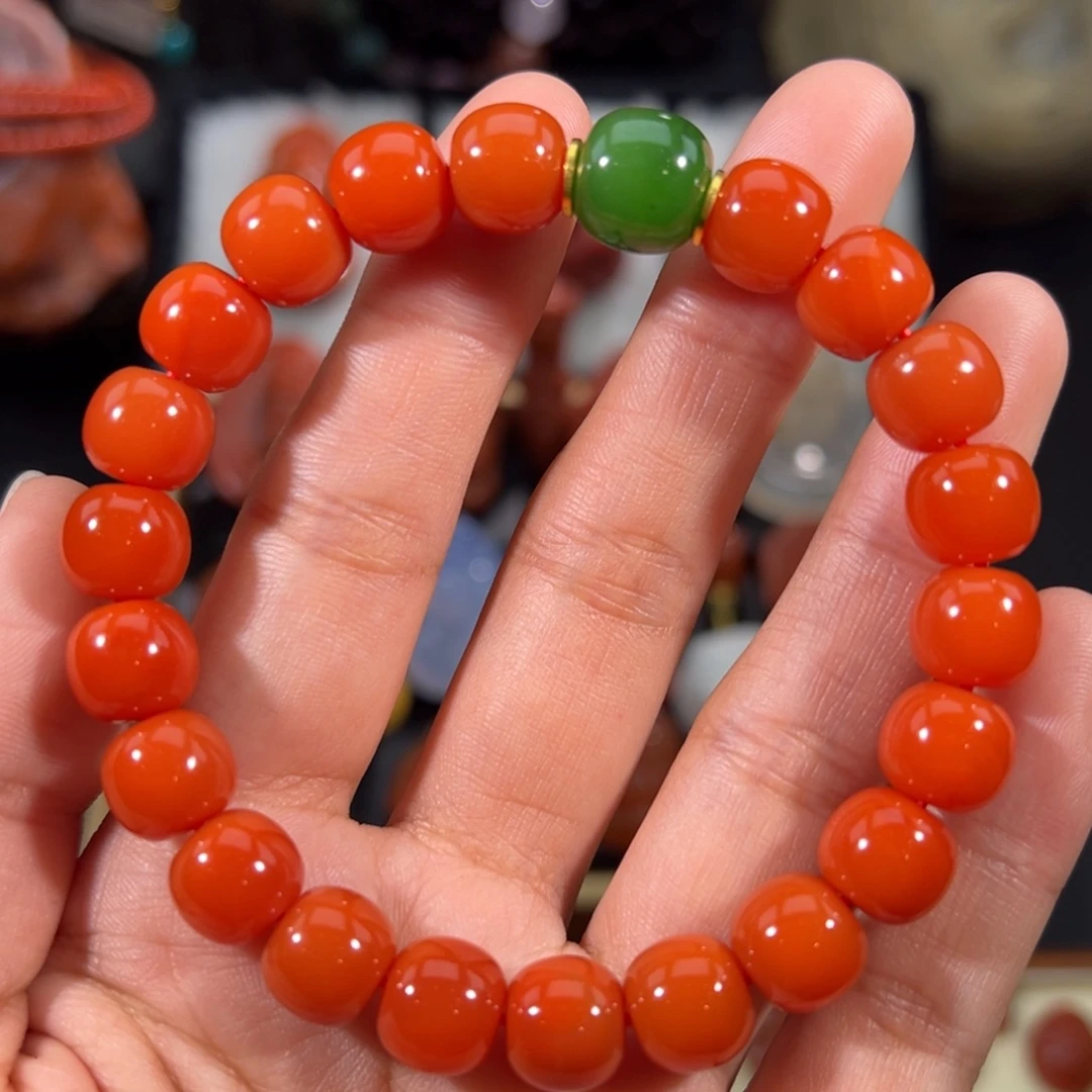 南红玛瑙未镶嵌老型手串10.1左右