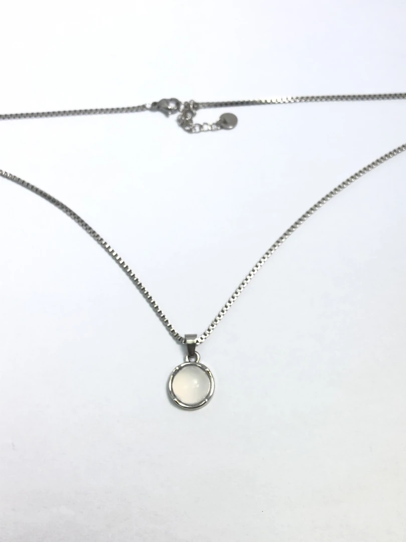 合金项链 白色冷月光吊坠项链