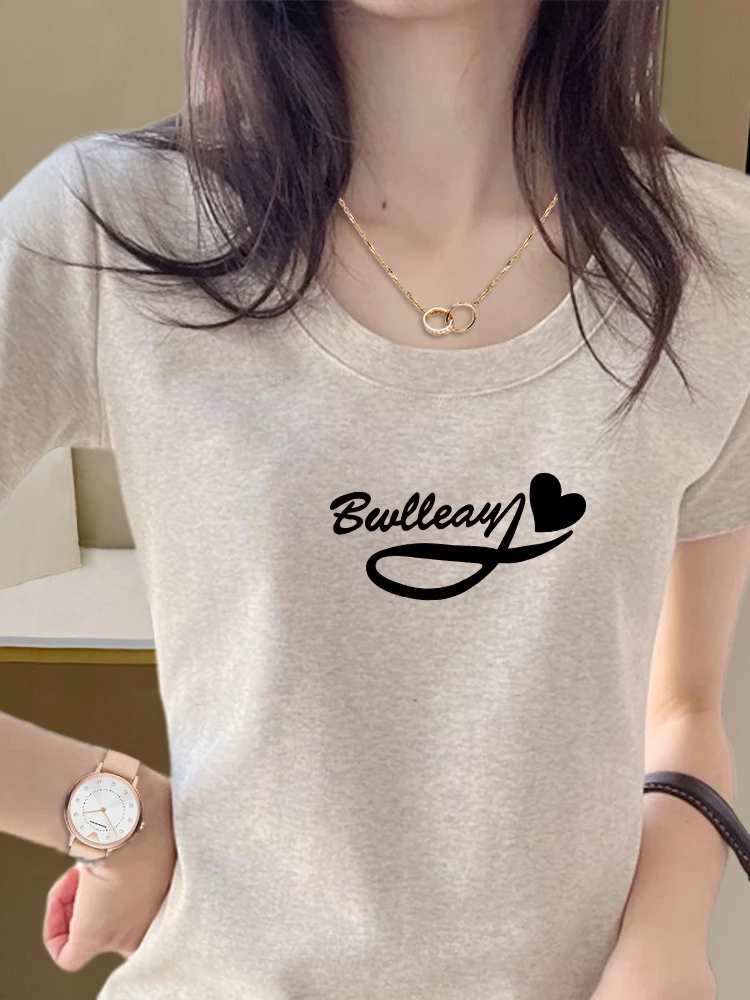 短袖t恤女韩版夏日多巴胺穿搭2025爆款圆领正肩修身百搭短款上衣