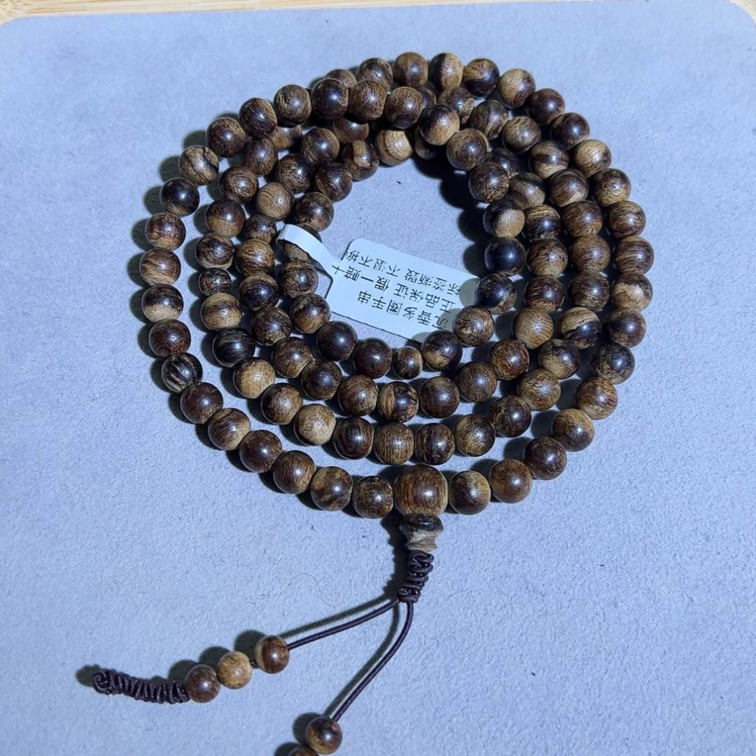 沉香手串天然达拉干虎斑老料0.7多圈 9分 奶香蜜甜凉