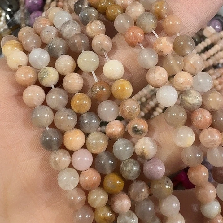 玛瑙/玉髓合金珠宝半成品一条6mm金太阳圆珠