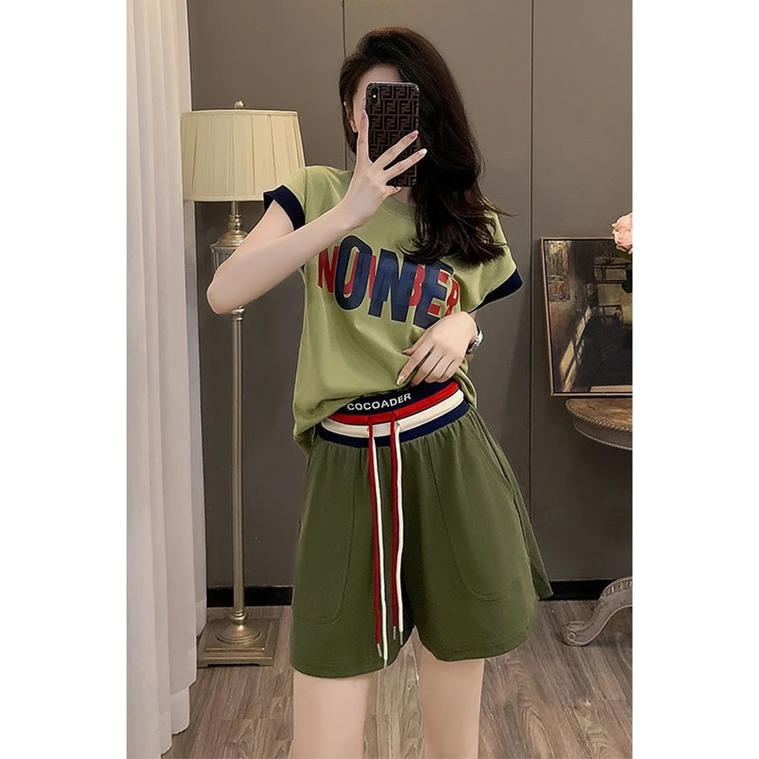 2025夏季新款宽松网红炸街减龄时尚休闲运动短袖短裤两件套装女