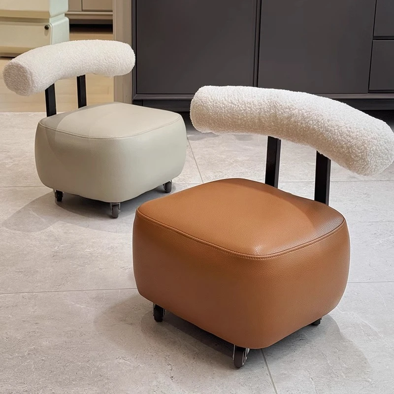 小凳子矮凳沙发凳小板凳换鞋凳靠背款移动门口滑轮凳小椅子家用