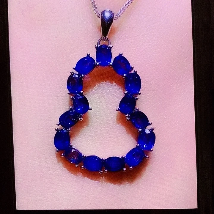 玉***亭吊坠(赠链)蓝宝石银S925镶嵌