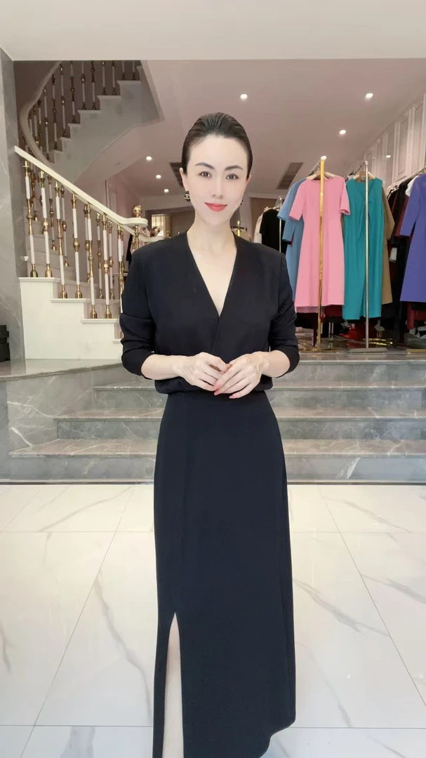 5818【无中生有】研家轻奢高定超显瘦超显腰身夏季薄款醋酸连衣裙