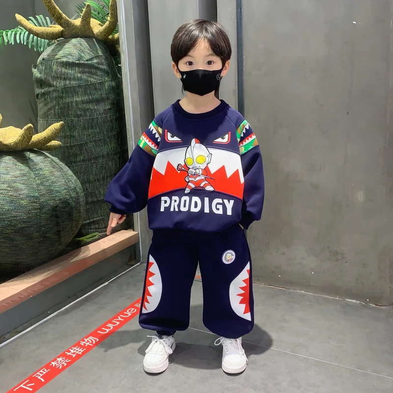 奥特曼儿童套装男童秋装洋气卫衣2025新款宝宝春秋运动帅气两件套