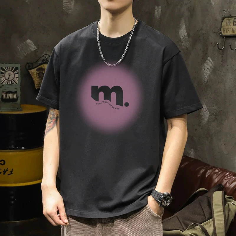 【丝网发泡】休闲百搭夏季潮流时尚男女同款圆领短袖T1201