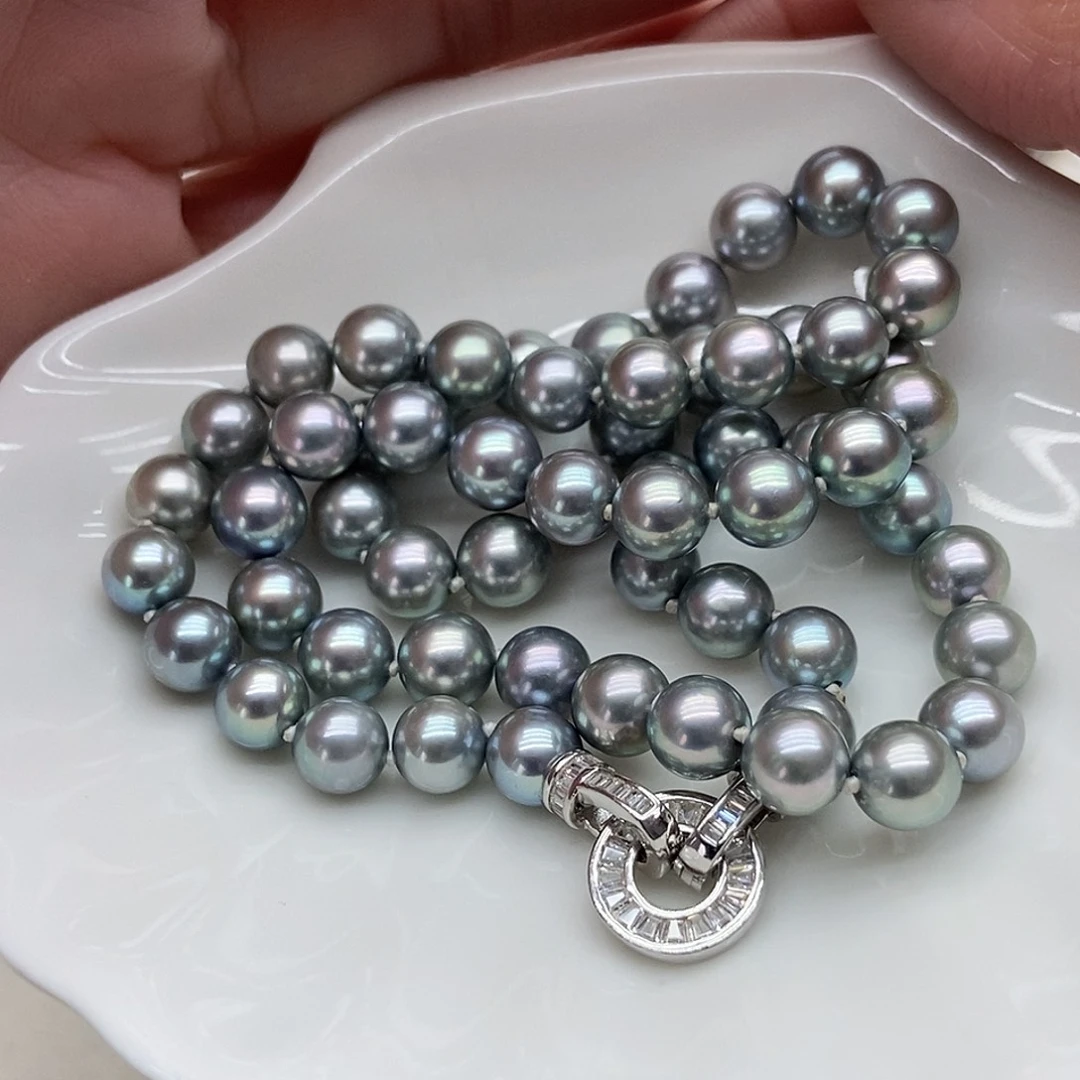 海水珍珠银S925镶嵌项链