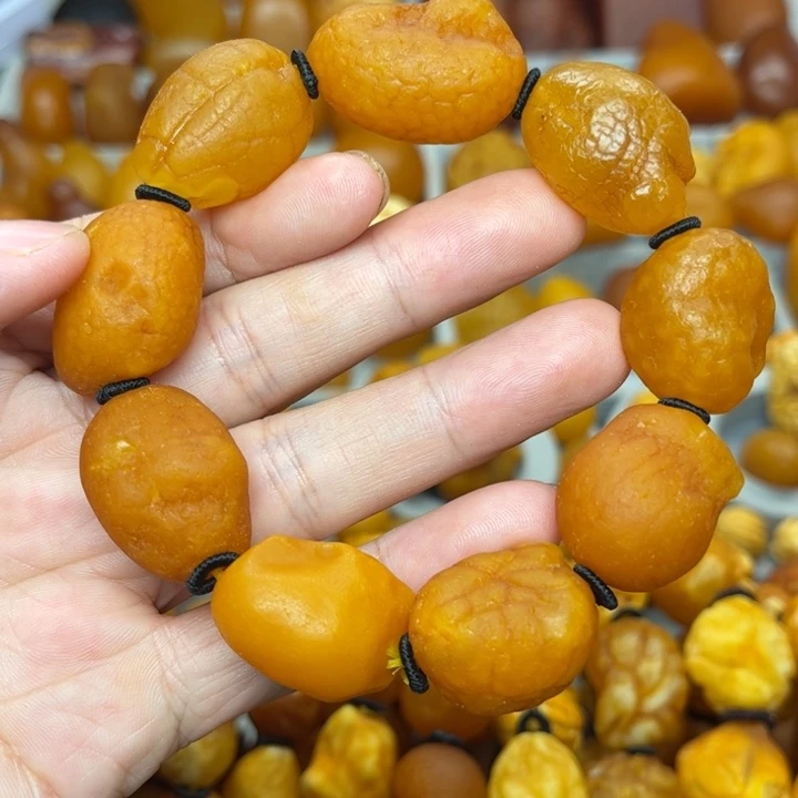 琥珀未镶嵌裸石天然蜜蜡手串