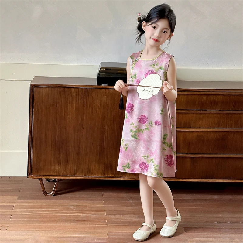 女童新中式连衣裙夏装2025新款中国风薄款裙子夏季女童洋气旗袍裙
