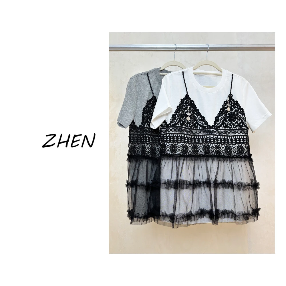 【ZHEN】25K00737 2025新款修身显瘦气质小众设计师款短袖T恤打底