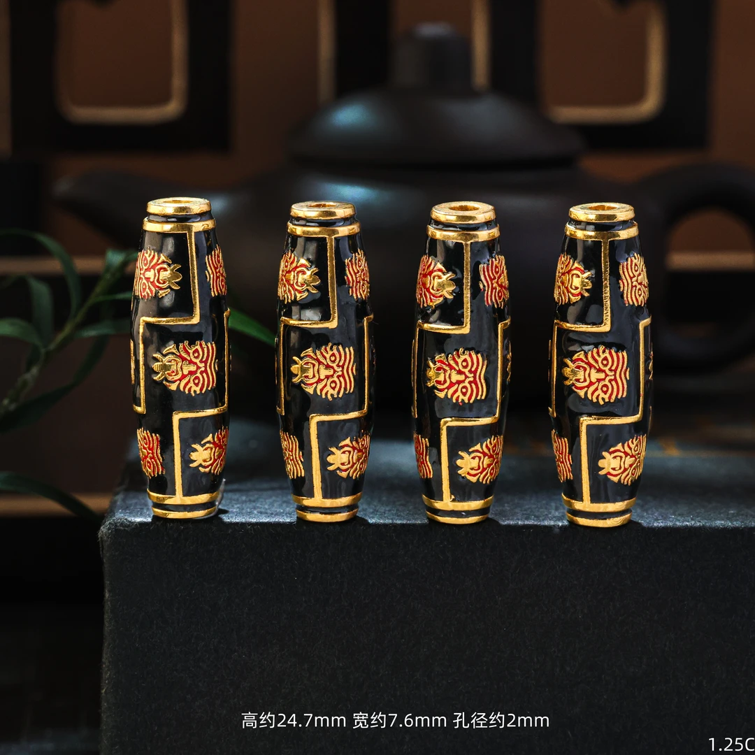 【金豆工厂】18K金烧蓝扎基拉姆九眼桶珠隔珠管珠（厚5D金）C