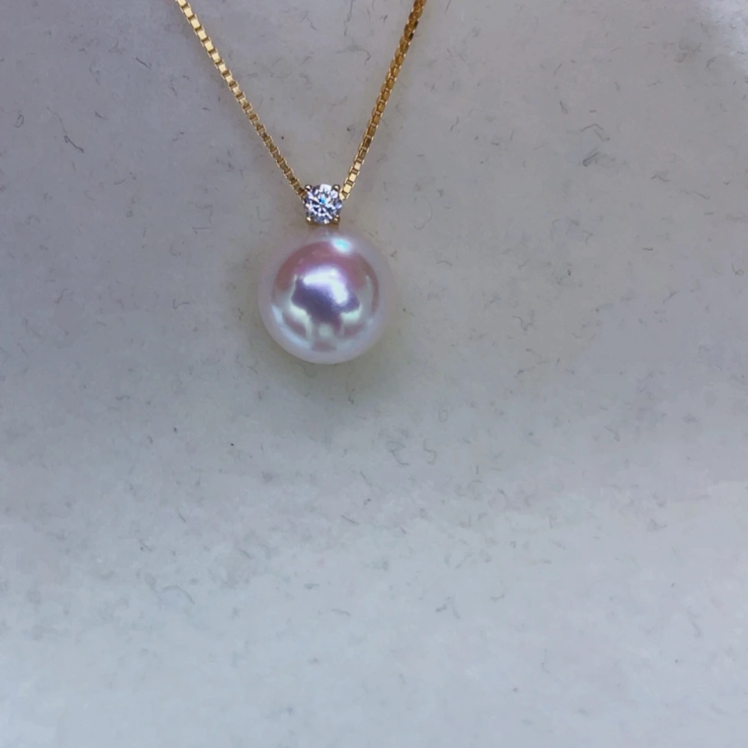 夜***猫海水珍珠18K金镶嵌吊坠(赠链)