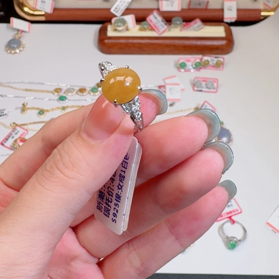 翡翠戒指银S925镶嵌