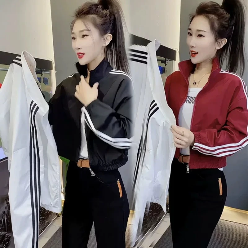 春季直下摆韩版立领女开襟短外套时尚防晒衣百搭宽松显瘦夏季洋气