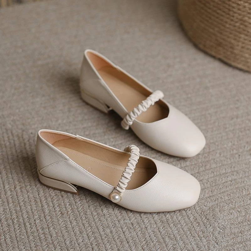 玛丽简鞋优雅的法国小众中跟小尺寸高跟鞋厚跟仙女晚上的风格