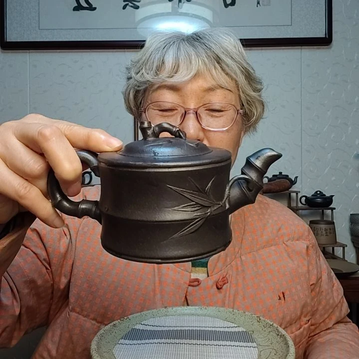 茶壶朱泥石黄竹节壶300毫升左右