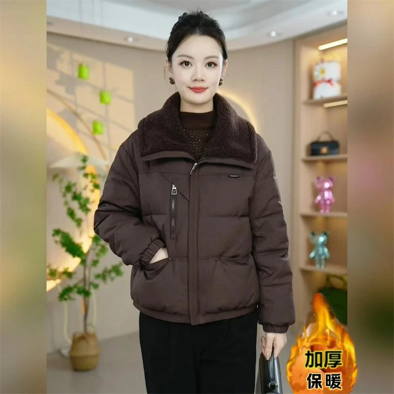 冬季新款加厚保暖外套大码女装时尚休闲百搭女士韩版短外套