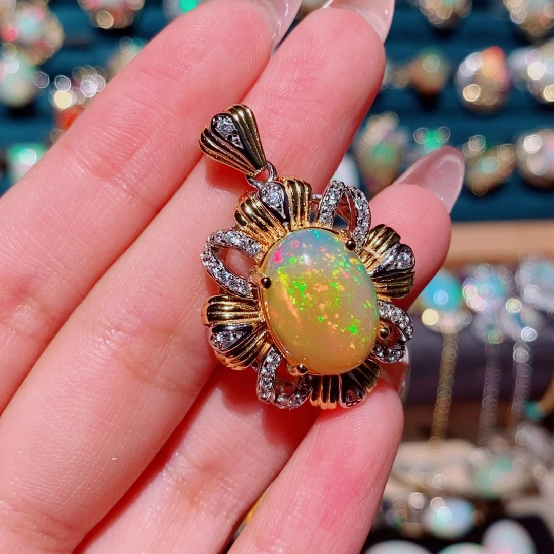 欧泊银S925镶嵌吊坠