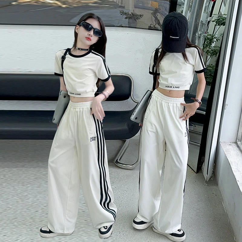 女童夏装套装2025新款大童女孩洋气网红炸街春秋运动服两件套薄款