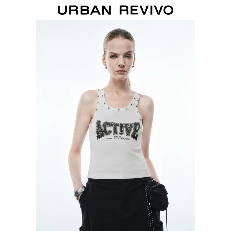 UR2025春季新款女装街潮字母印花运动系列无袖背心UYV450062