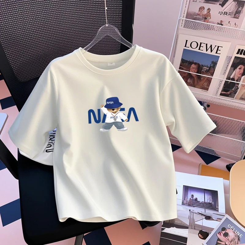 100%纯棉男女儿童短袖t恤夏季装2024新款中大童半袖衣童装宝宝衫