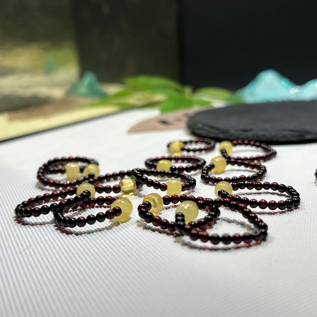 【龙龙珠宝】缅甸血珀DIY蜜蜡戒圈一个