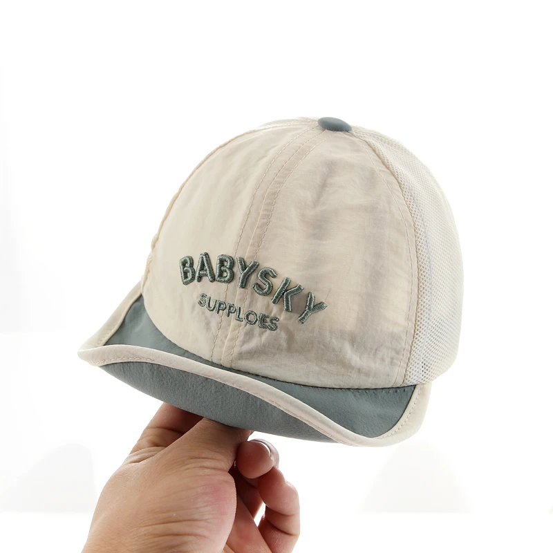 宝宝帽子夏季薄款透气男宝软檐鸭舌帽韩版速干遮阳儿童棒球帽一岁