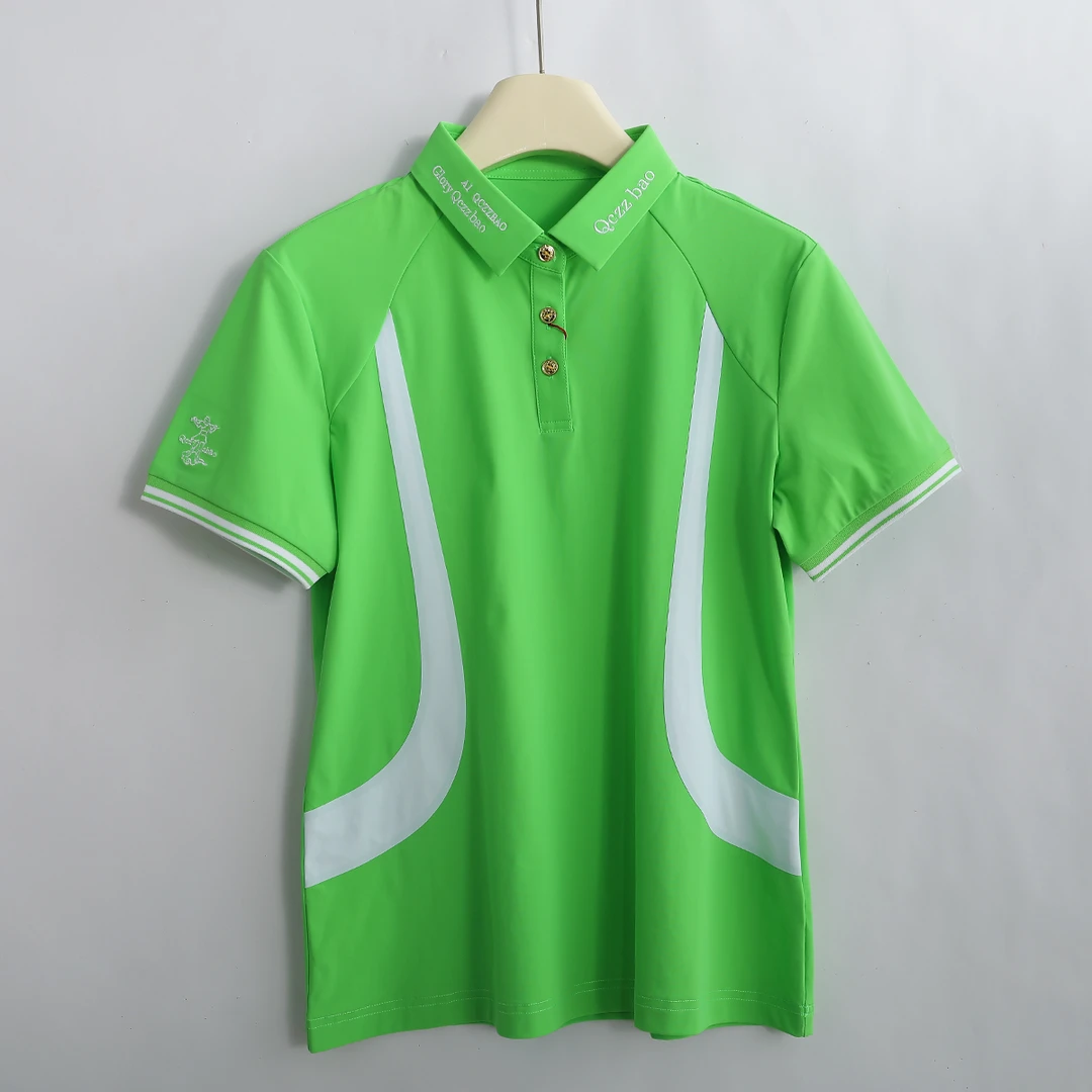 K12A-92135 品质柜货！夏季女士时尚翻领绿色运动透气POLO衫T恤