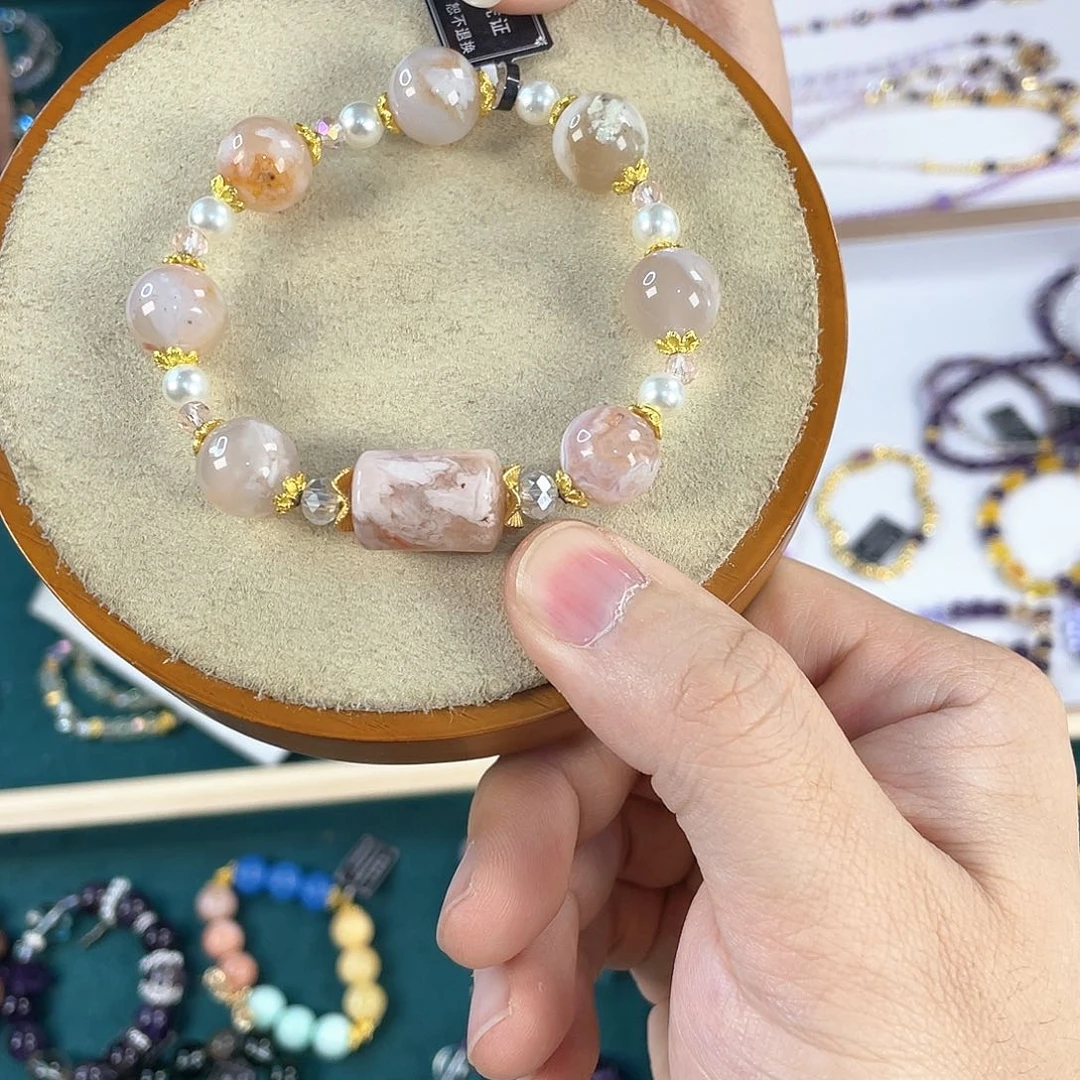 水晶手链银S925镀金镶嵌