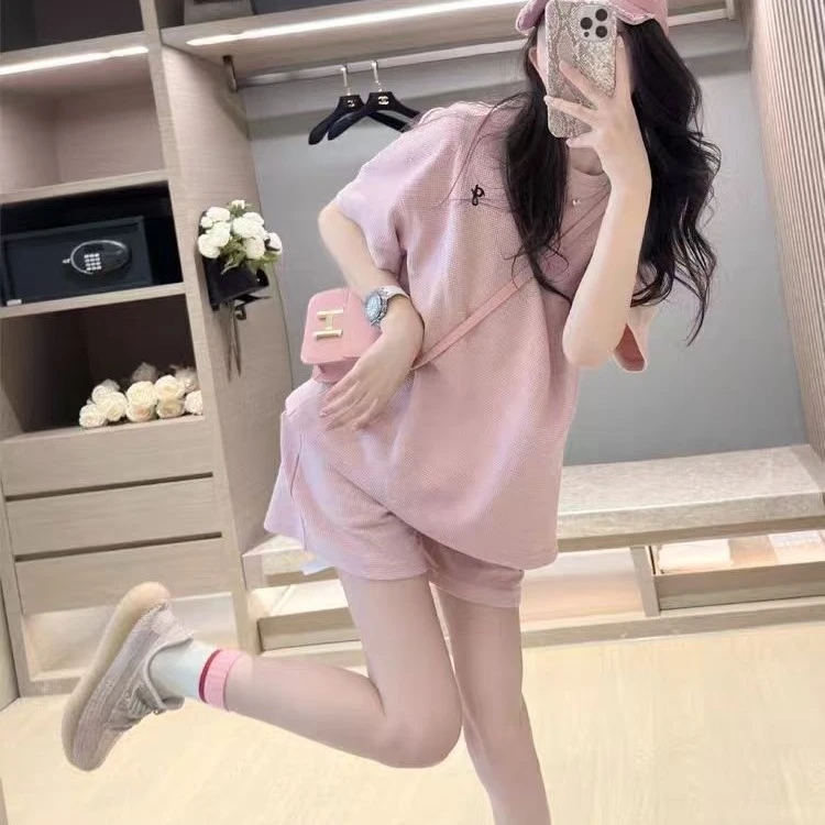 新款韩版运动服套装女夏季学生宽松风短袖t恤短裤时尚两件套