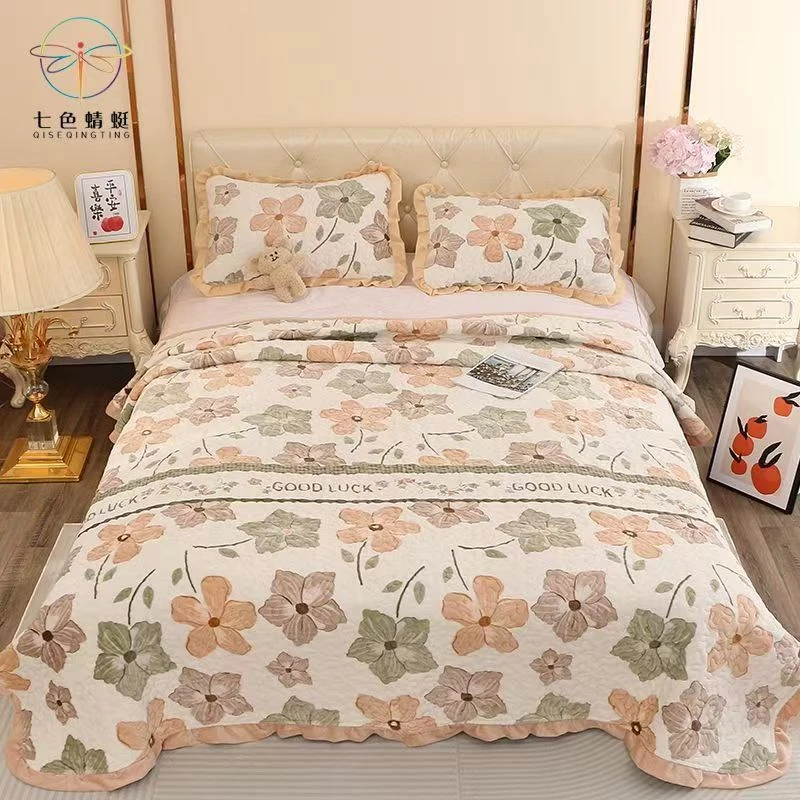 清仓款四季通用床盖亲肤可机洗印花加厚单件床盖