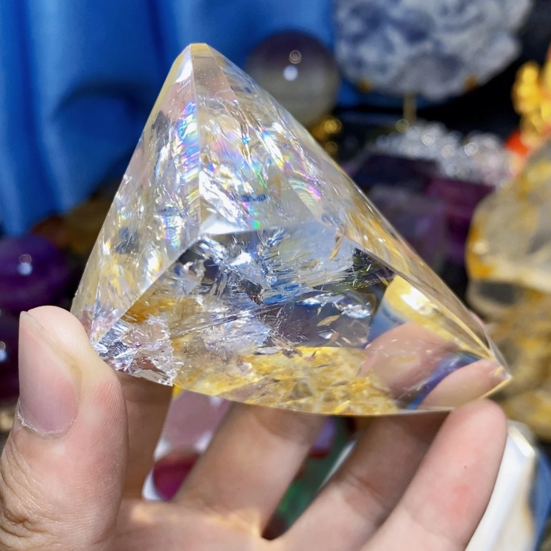 天然彩虹礁花水晶随形未镶嵌水晶