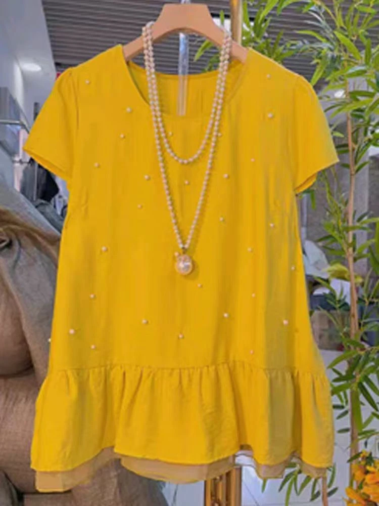 2820珍珠花边短袖