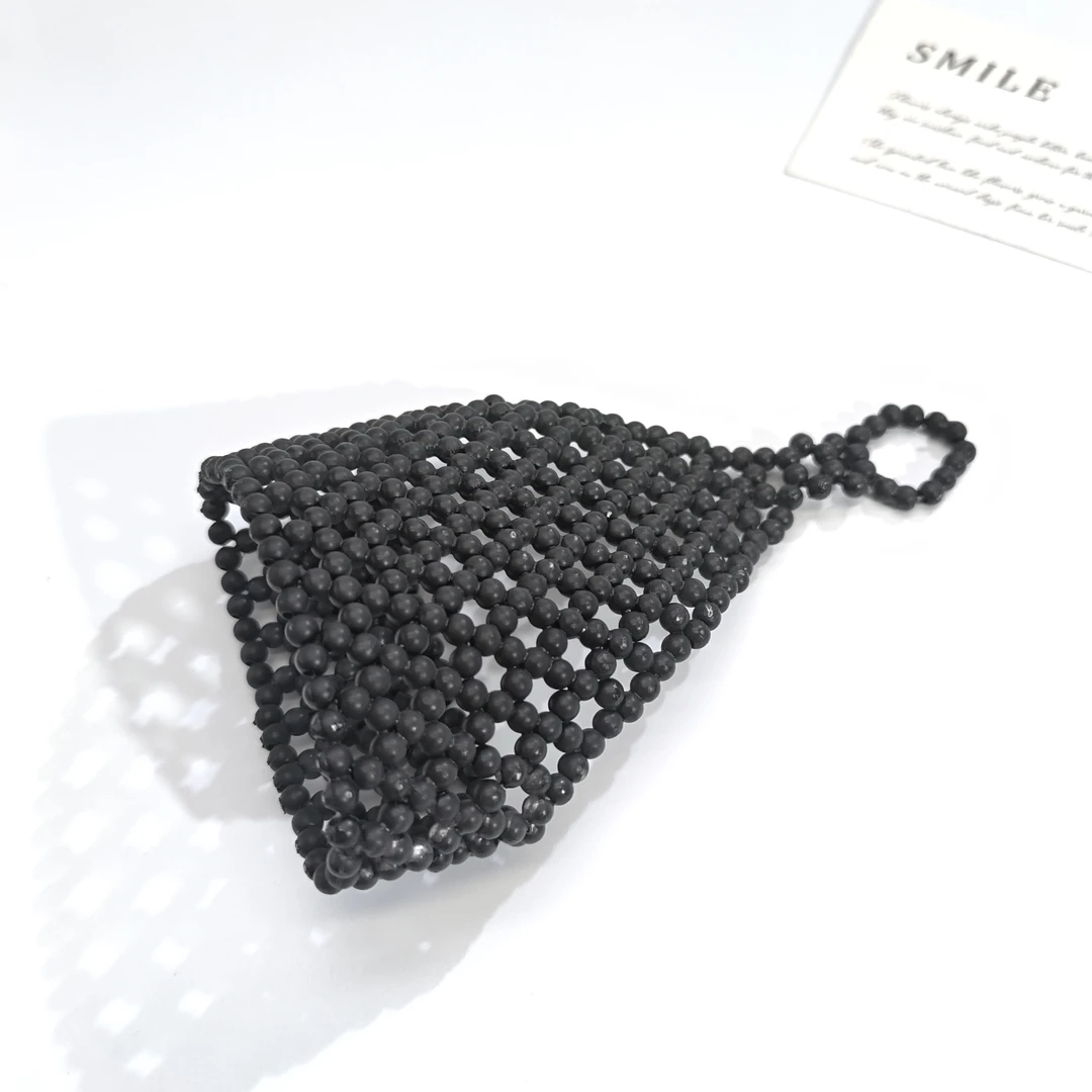 非金属仿珍珠手链 06472时尚高级气质编制黑珠珠手背连指手链