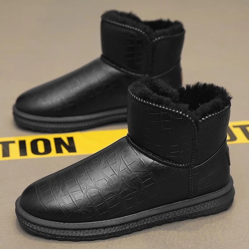2023爆款网红冬季加绒加厚防滑防水短筒保暖大棉鞋短靴男士雪地靴
