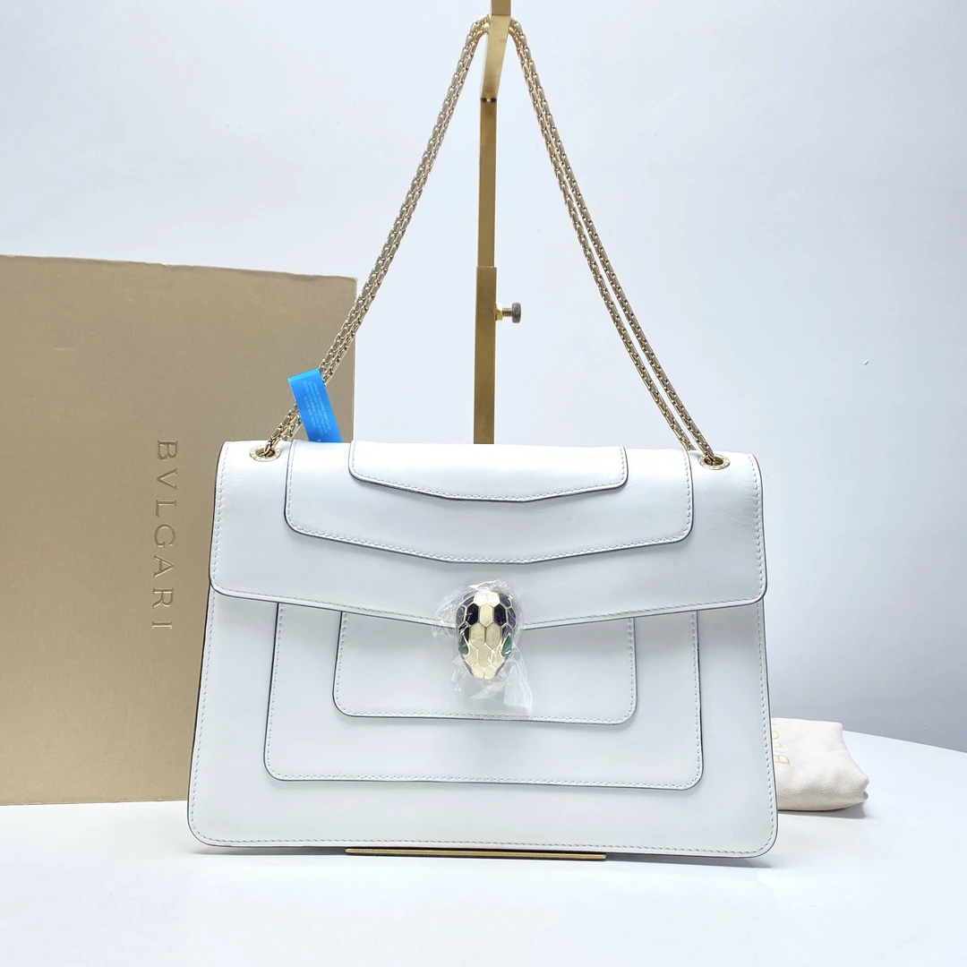 95新 BVLGARI/宝格丽 BVLGARI宝格丽白色色头中号包THCI2114