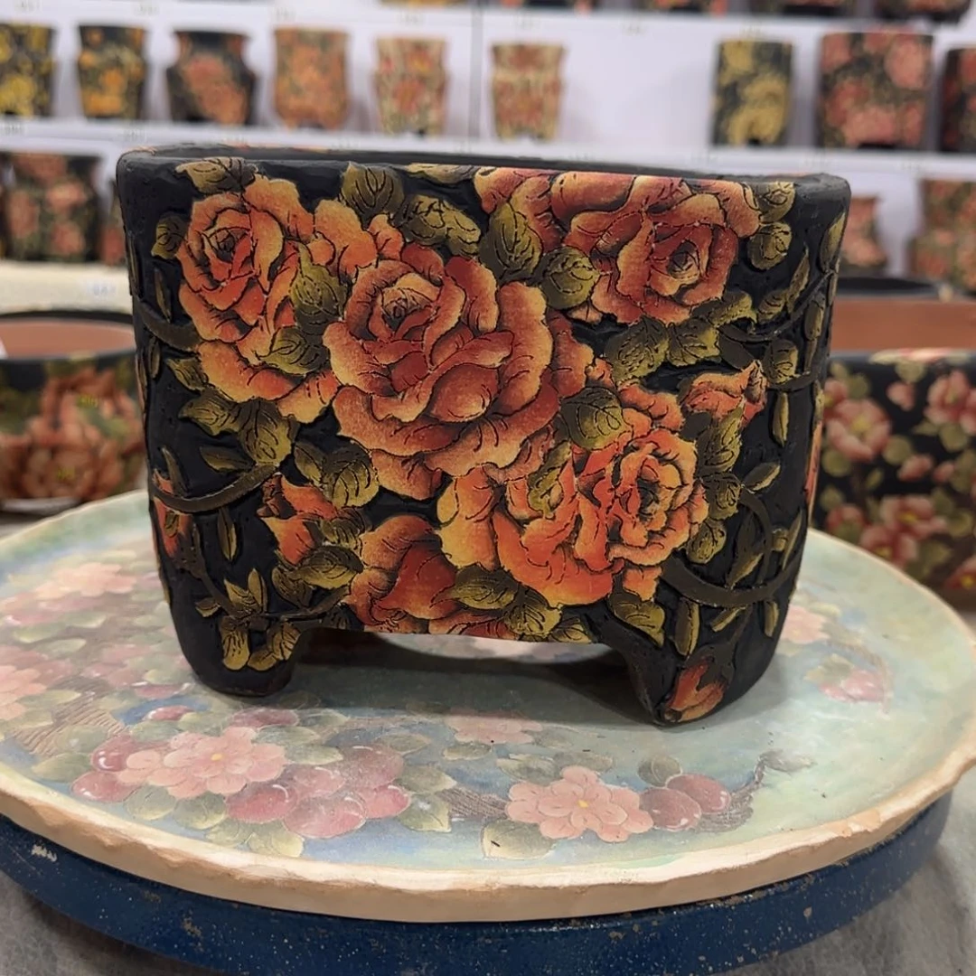 ****孩紫砂花盆精品多肉手绘花盆