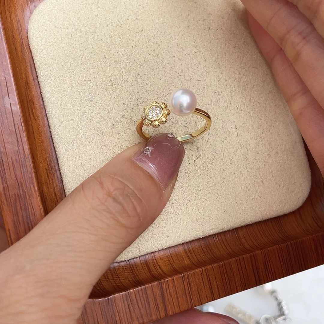 海水珍珠戒指银S925镶嵌