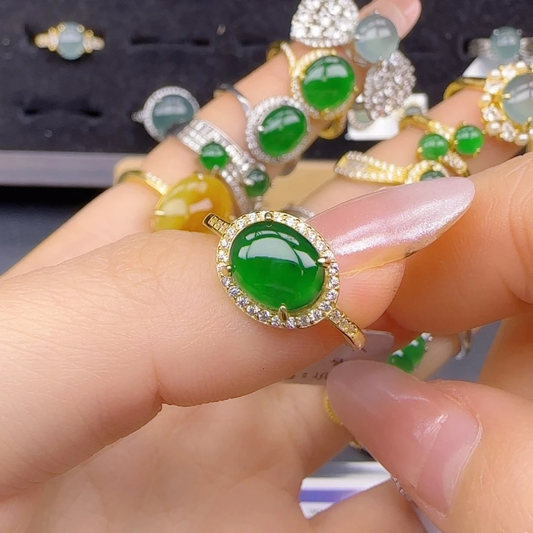 银S925镶嵌戒指翡翠