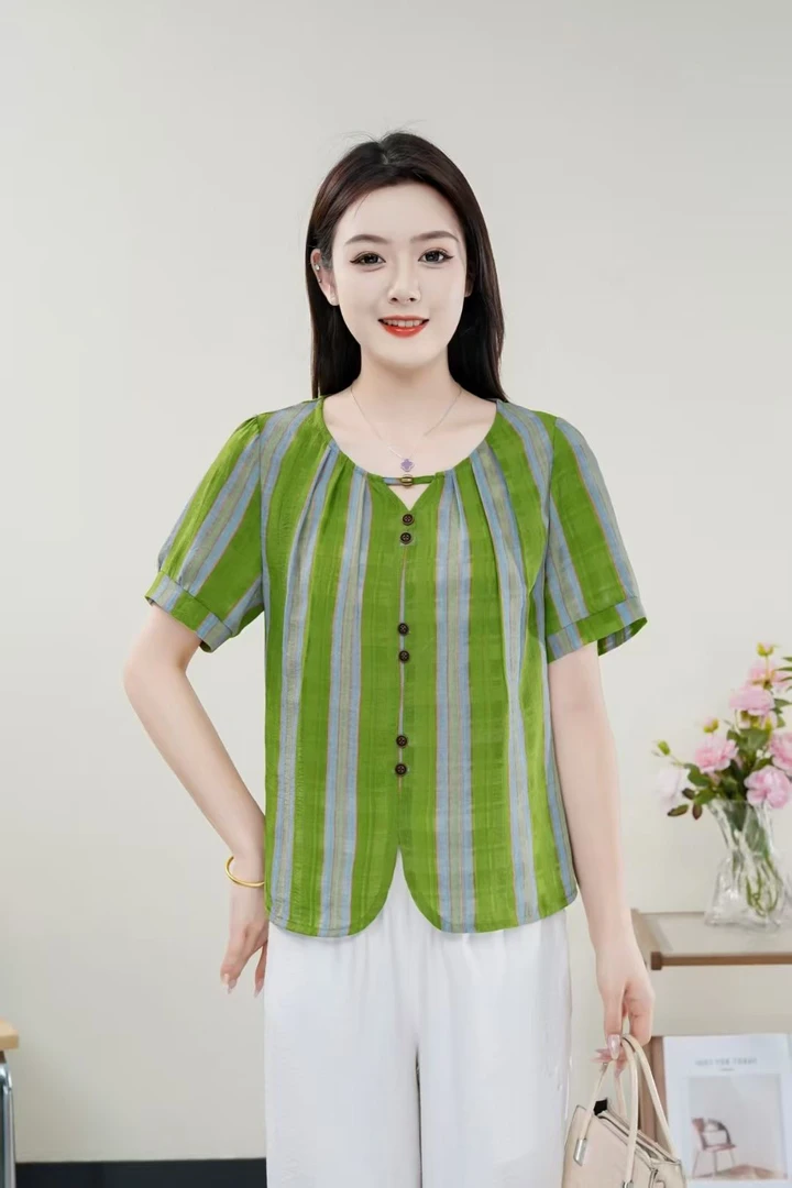姐妹秀新款百搭中袖衬衣