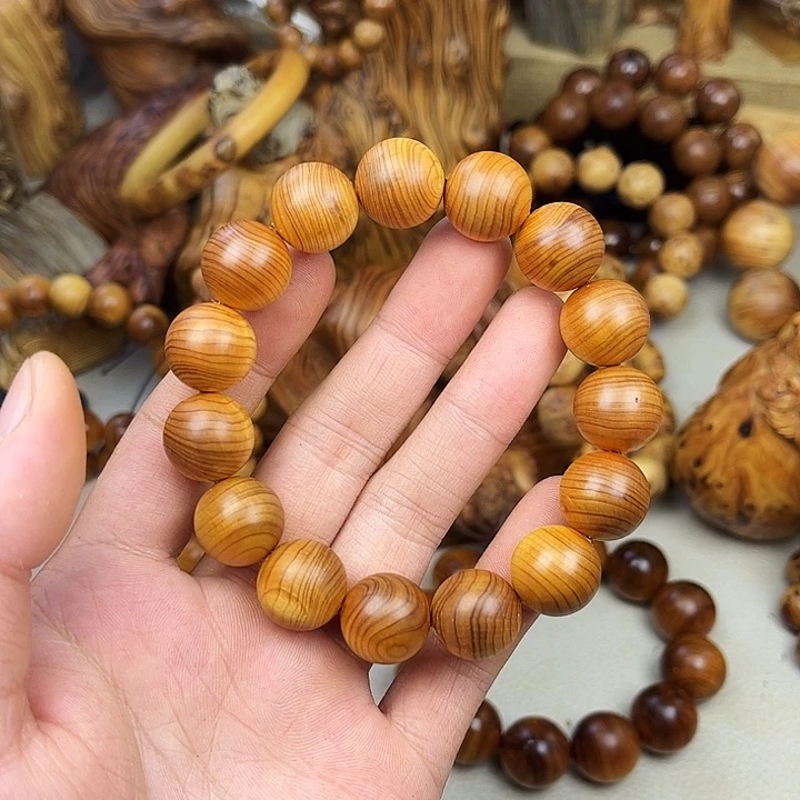 柏木（崖柏）手串/手链1.5黑油太行骨料虎皮纹