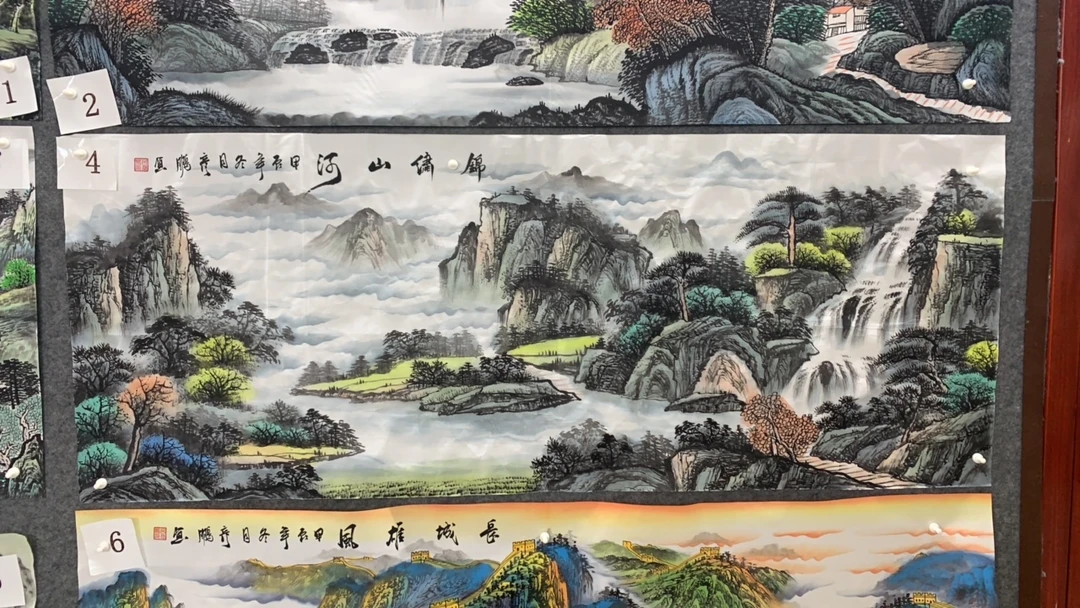 《锦绣山河》 画芯尺寸：180cm*70cm山水画客厅办公室挂画