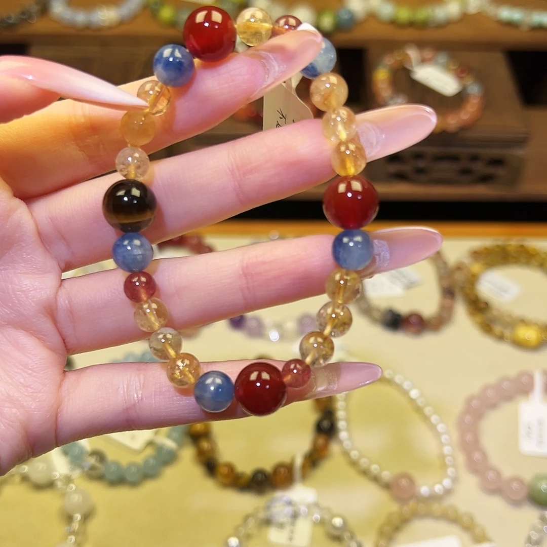 手串银S925镀金镶嵌水晶黄1583