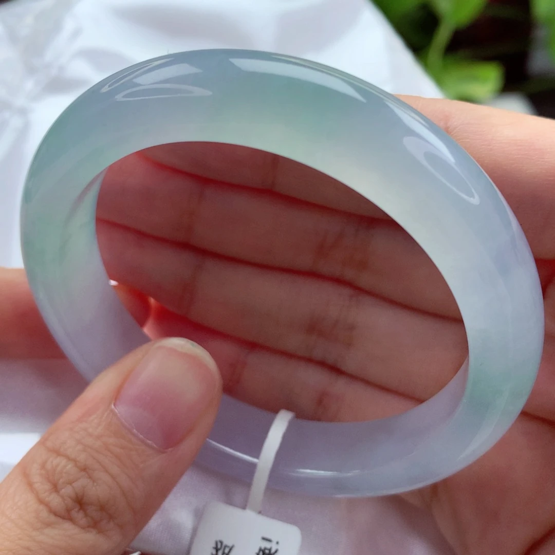 未镶嵌手镯翡翠53.6冰蓝飘绿 起光 小万战斗机 喵喵