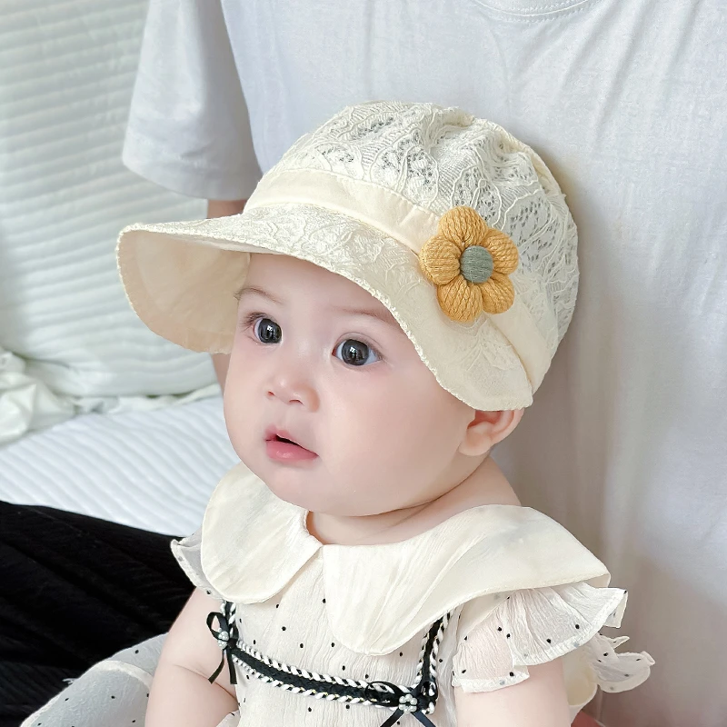 婴儿帽子夏季薄款宝宝遮阳帽儿童大檐小月龄公主帽胎帽鸭舌帽