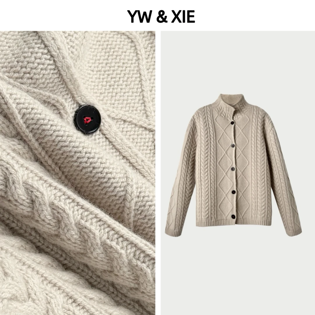 YW&XIE<怦然心动>C1010秋冬慵懒宽松圆领麻花软糯欧货针织衫 毛衣